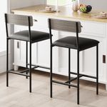 GarveeHome Bar Stools Set of 2, Upholstered Height Bar Stools with Backrest and Footrest, Kitchen Barstools for Island,Counter Bar, Easy Assembly, Rustic Gray