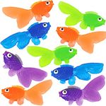 Plastic Vinyl Goldfish - 144 Pcs, 2 Inches Long Gold Fish Toys in Assorted Colors for Party Favors, Carnival Kids Prizes, Decorations, Crafts, Games and Birthday Party Supplies by Bedwina