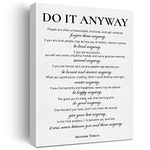 Inspirational Canvas Wall Art Motivational Do It Anyway Mother Teresa Quote Canvas Print Positive Canvas Painting Office Home Wall Decor Framed Gift 12x15 Inch