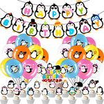 39 Pieces Penguin Birthday Party Decoration Birthday Decorations Including Cake Toppers Latex Balloons Decorations Happy Birthday Banner for Birthday Party Baby Shower Decorations