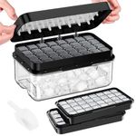 Ice Cube Tray with Lid and Bin, PHINOX 64 pcs Ice Trays for Freezer, Ice Cube Trays for Freezer with 2 trays, Container, Lid & Ice Scoop, BPA Free, Black