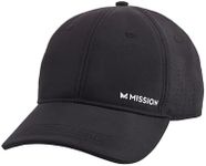 MISSION Cooling Vented Performance Hat, Black - Unisex Baseball Cap for Men & Women - Lightweight & Adjustable - Cools Up to 2 Hours - UPF 50 Sun Protection - Machine Washable