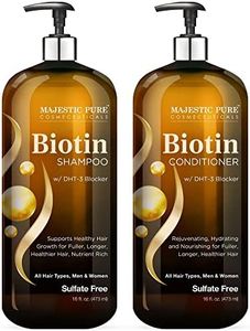 MAJESTIC PURE Biotin Shampoo and Conditioner Set with DHT Blocker Complex - Hydrating, Nourishing & Supporting Healthy Hair Growth, Sulfate Free, for Men & Women - 16 fl oz each