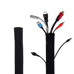 ELV Direct Cable Organiser Manager Cord Management System Sleeve for TV, Computer, Home Theatre, Speaker, Hdmi, Cables with Zipper (19 Inch / 48Cm) - Set of 2