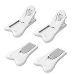 Maveek 4 Pack Child Safety Sliding Door Locks White Childproof Bathroom Patio Kitchen Shutters Closets Windows Sliding Door Lock, No Screws or Drills