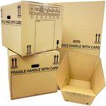 STORM TRADING GROUP 10 Strong Extra Large (XL) Cardboard Storage Packing Moving House Boxes with Carry Handles and Room List 53cm x 53cm x 41cm / 21''x 21''x 16'' 115 Litres