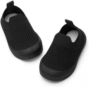 BACSAC Baby Toddler Shoes Boys Girls Infant Lightweight Breathable Walking Sock Sneakers 6-36 Months All Black,12-18 Months
