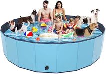 Foldable Dog Pool, YSJILIDE Portable PVC Dog Pet Swimming Pool, Collapsible Plastic Dog Bath for for Large Medium Small Dogs & Kids (XXXXL-87"x 16" Blue)