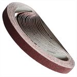 POTUINOM 15pcs Sanding Belts 1X30 Inch (25X762mm)- 3 Each of 80/120/150/240/400 Grits Aluminum Oxide Sanding Belt, Best Suitable for Belt Sander - 15 Pack