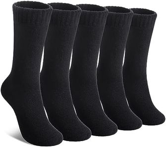 LINEMIN Wool Socks for Women Winter Warm Hiking Thick Warm Cozy Boot Crew Gift Socks 5 Pairs, Black, One Size