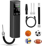 Electric Ball Pump, Smart Air Pump Portable Fast Ball Inflation with Precise Pressure Gauge and Digital LCD Display for Football Basketball Volleyball Football (2 Pin and 1 Spout)