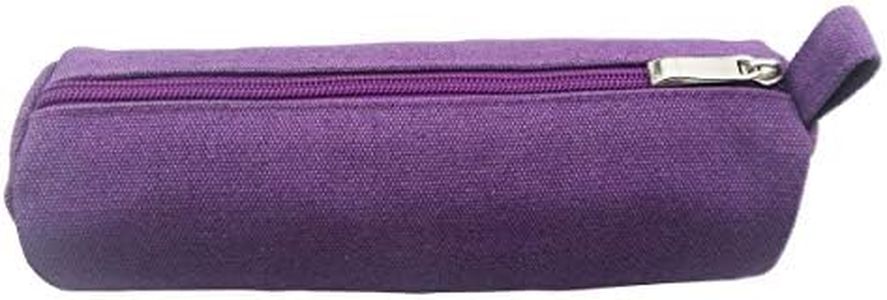 Enyuwlcm Heavy Canvas Stationery Stylish Simple Pencil Bag and Durable Compact Zipper Pencil Case Pouch 1 Pack Purple