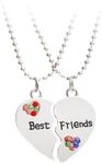 Best Friends Forever and Ever Necklace with Crystal Broken Heart Charm Pendant Set Friendship Necklace, Zinc Rhinestone