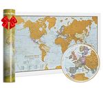 Scratch The World® Travel Edition map Print - with Gift Tube - a3 Travel Sized 42.0 (w) x 29.7 (h) cm