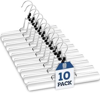 Premium Wooden Trouser Hangers (Set of 10) Solid Lacquered Non Slip Wooden Hangers - 360° Swivel Hook - Cloth Safe Lock Skirt Hangers - for Skirts, Pants, Jeans, Slacks, Shorts - Clip Clothes Hangers