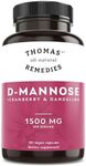 Thomas' all-natural Remedies D-mannose 1200mg - with Cranberry and Dandelion - Natural Urinary Tract and UTI Health Support - Best dmannose Capsules - NO fillers, All-Natural, Vegan - 120 Capsules