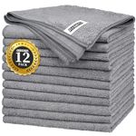 FIXSMITH Grey Microfibre Cleaning Cloth -Pack of 12, Highly Absorbent Cleaning Rags, 12"X16" All Purpose Cleaning Towels for Housekeeping, Kitchen, Car, Lint Free and Reusable Microfiber Towels