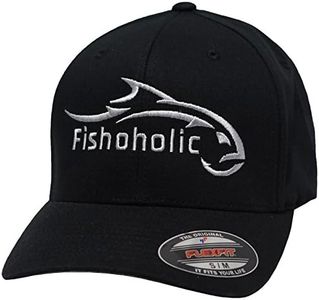 Fishoholic Flexfit Baseball Fishing Hat – Embroidered Logo, Semi-Fitted, S/M & L/XL Sizes – Fishing Enthusiast Gift