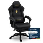 Dowinx Gaming Chair Ergonomic with Adjustable Massage Lumbar Cushion, Soft Microfiber Velvet Office Chair, Thick Padded Seat, Retractable Footrest, Adjustable Armrests, 155° Reclining Backrest, Black