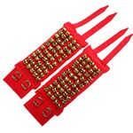 Ghungroo World Brass Ghungroo Ankle Bells Velvet Pad for Classical Kathak Dance with Adjustable Strap - Red (5 Line)