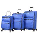 LUCAS Designer Luggage Collection - 3 Piece Softside Expandable Ultra Lightweight Spinner Suitcase Set - Travel Set includes 20 Inch Carry On, 24 Inch & 28 Inch Checked Suitcases, Royal Blue, One Size