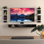 UZ; METAL STORE Wall Mount Tv Entertainment Unit/with Set Top Box Stand and Wall Shelf,Living Room 32 INCH TV Engineered Wood (32 INCH TV) (White-Black)