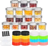 Fashionwu Small Mason Jars with Lids 4oz (16 Pack), Glass Canning Jars With Plastic Lids, Spice Jars, Jelly Jars, Glass Jars for Overnight Oats, Jam, Jelly, Honey, Beans, Spice