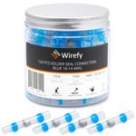 Wirefy 120 PCS Solder Seal Wire Connectors - Heat Shrink Solder Butt Connectors - Waterproof Solder Sleeves - Self Soldering Wire Connectors - Blue 16-14 AWG