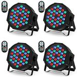 U`King 4 Pack LED Par Light, RGB 36 LED Stage Lights Console 7CH Control, 7 Modes Par Can Lights with Remote Control for Wedding Club Party Concert Bars Show