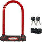 Master Lock 8195EURDPROCOLR Hardened Steel Shackle Heavy Duty Bike D Lock, Red, 210 mm x 110 mm