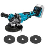 Cordless Angle Grinder Compatible with Makita 18V Battery, 125mm Brushless Cutting Grinding 8000 RPM 3 Position Adjustable Auxiliary Handle Great for Sanding Cutting, Grinding, Polishing (with Blade)