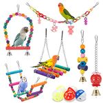 Bird Parakeet Toys,Swing Hanging Standing Chewing Toy Hammock Climbing Ladder Bird Cage Colorful Toys Suitable for Budgerigar, Parakeet, Conure, Cockatiel, Mynah, Love Birds, Finches