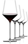 bellemax 450ML Crystal Wine Glass Red or White Cut Wine, Transparent Champagne Flute Wine Glass Set, Long Wine Glass Set (Vintage - BR, 4 Count (Pack of 1))