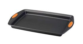 Rachael Ray Nonstick Bakeware with Grips, Nonstick Cookie Sheet/Baking Sheet - 11 Inch x 17 Inch, Gray with Orange Grips