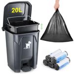 Biubiucat Dog Poop Trash Can Outside, 20L Pet Waste Container with Removable Inner Waste Bin, 150 Waste Bags, Outdoor Dog Poop Trash Bin for Small/Large Dog Families