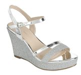 Forever FQ22 Women's Glitter Strappy Wrapped Wedge Heel Platform Sandals, Silver-1, 6 UK