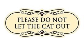 Designer Paws, Please Do Not Let the Cat Out Sign (Ivory/Dark Brown) - Medium