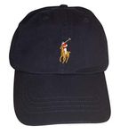 Polo Ralph Lauren Men`s Leather Strap Embroidered Chino Baseball Cap (One Size, Navy (Multi Pony))