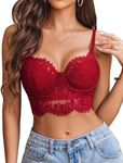 Avidlove Lace Crop Tops for Wome V Neck Bustier Rave Bralette Top (Dark Red Medium)