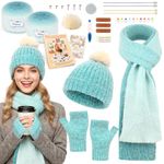 Reessy Knitting Kit, Knitting Set for Beginners Adults with Step-by-Step Video Tutorials, Knitting Needles, Yarn, Accessories, 3-in-1 Knitting Kits for Adults-Make Warm Hat Scarve Gloves-Gradient