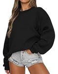 LACOZY Women's Sweatshirts Hoodies Crewneck Oversized Fleece Pullover Sweaters Cute Top Y2K Teen Girls Preppy Clothes 2024 Black S