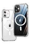 ONES Magnetic Case for iPhone 11 6.1 inch Compatible with MagSafe, Shockproof Military Grade Protection Airbags, Scratch-Resistant, Hard PC Back Slim Hybrid Silicone Cover, Clear