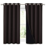 NICETOWN Truly Blackout Curtains 54 inches Length, 2 Thick Layers Completely Blackout Window Treatment Thermal Insulated Lined Drapes for Basement Window (Brown, 1 Pair, 52 inches Width Each Panel)