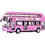 Coelon Diecast Metal Alloy London Bus Double Decker Bus Light & Music Open Door Collection Bus Toys for Boy Kids