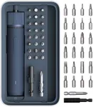 HOTO Electric Screwdriver Kit, 25-Piece Upgraded Bit Set, 3.6V Cordless Screwdriver Rechargeable, Magnetic Case Lid, 3 Torque Settings, 1500mAh Battery, LED Light for Furniture/Electrical Repairs