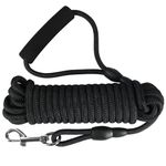 Vivifying Dog Training Leash, 20ft Floatable Dog Check Cord, Long Dog Rope Leash with Soft Padded Handle for Training, Playing, Swimming, Beach and Lake(6M, Black)