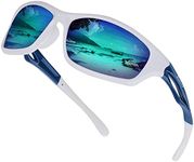 Duduma Sunglasses Mens Polarised Sports Sunglasses for Men Women Golf Cycling Running Fishing Polarized Sunglass with UV Protection(White/Blue)