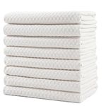 POLYTE Ultra Premium Microfiber Kitchen Dish Hand Towel Waffle Weave, 8 Pack (16x28 in, Off White)