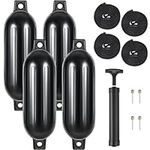 Colinktool Boat Fender 8.5 x 27 Inches, Boat Fender Bumper Pack of 4 and Pump to Inflate-Black