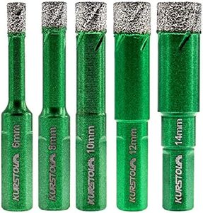 Porcelain Tile Diamond Drill Bits - Dry Diamond Hole Saw Set for Ceramic Marble Granite Stone,Diamond Core Drill Bit Kit Triangle Shank Fixed on Drills,No.K5(6/8/10/12/14mm)